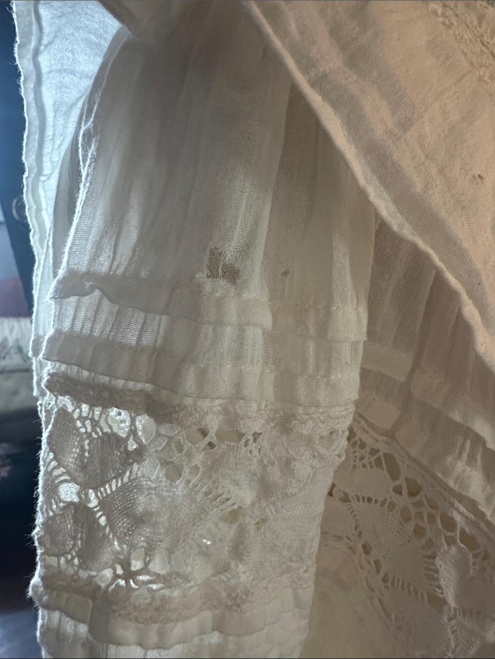 Free People Cream Lace-Inset Victorian High-Neck Blouse - Picture 7 of 7